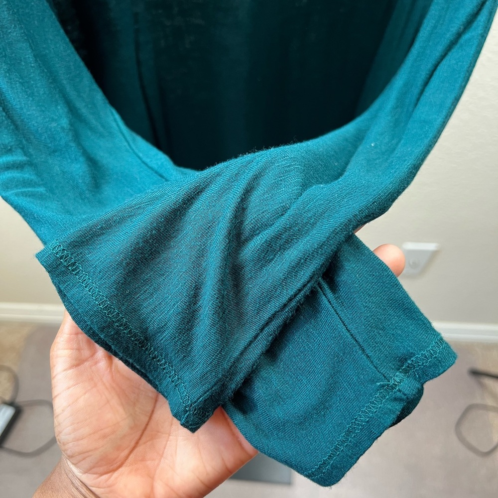 Long Sleeve High Low Top Green Layering Basic Oversized T Shirt Casual Blouse BF - Picture 9 of 17